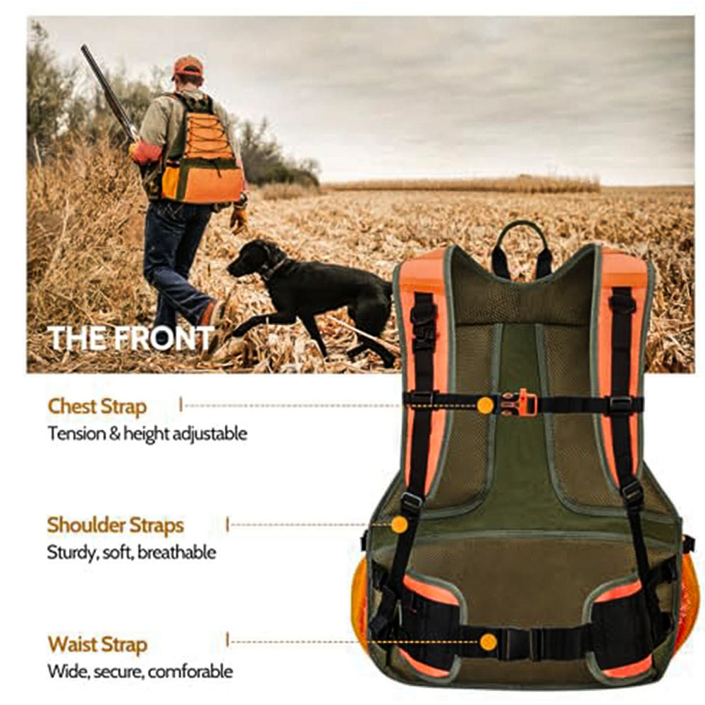 Hunting Quail - 男性用戦術アップランドハンティングベスト、鳥猟用バックパック、ウズラ猟用ゲームポーチ付きアップランドストラップバッグ