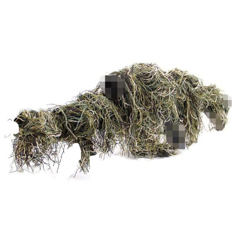 Ghillie Suit Woodland - 草タイプ狩猟ライフルラップロープ Ghillie スーツスタッフカバー迷彩 Yowie スナイパーペイントボールハント服部品