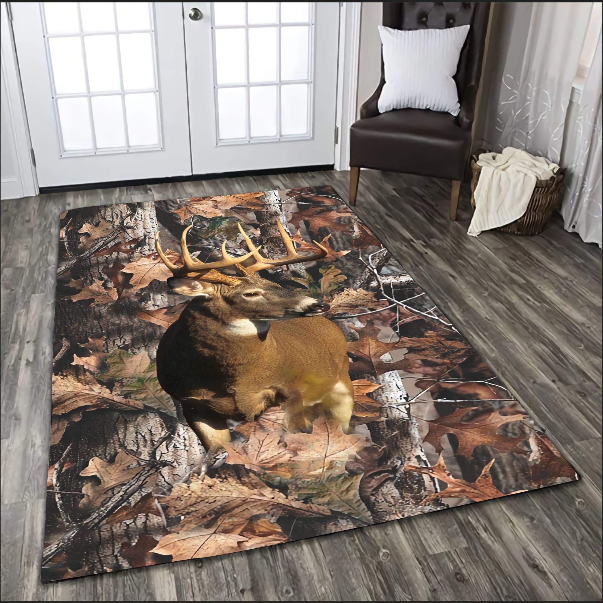 Hunting Outdoor Rug - 狩猟鹿愛好家ニューファッションエリアラグギフト3Dプリントルームマットフロア滑り止め大型カーペット家の装飾スタイル-1