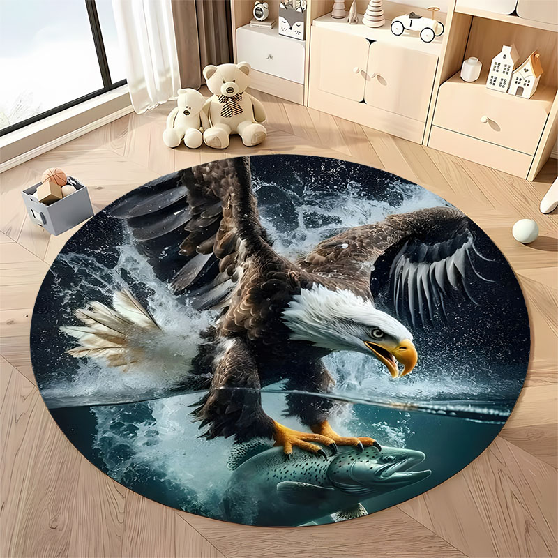 Hunting Outdoor Rug - 送料無料！ イーグルハンティングシーンラグ リビングルーム用ラウンドカーペット ホームソファベッドルーム用、ギフト