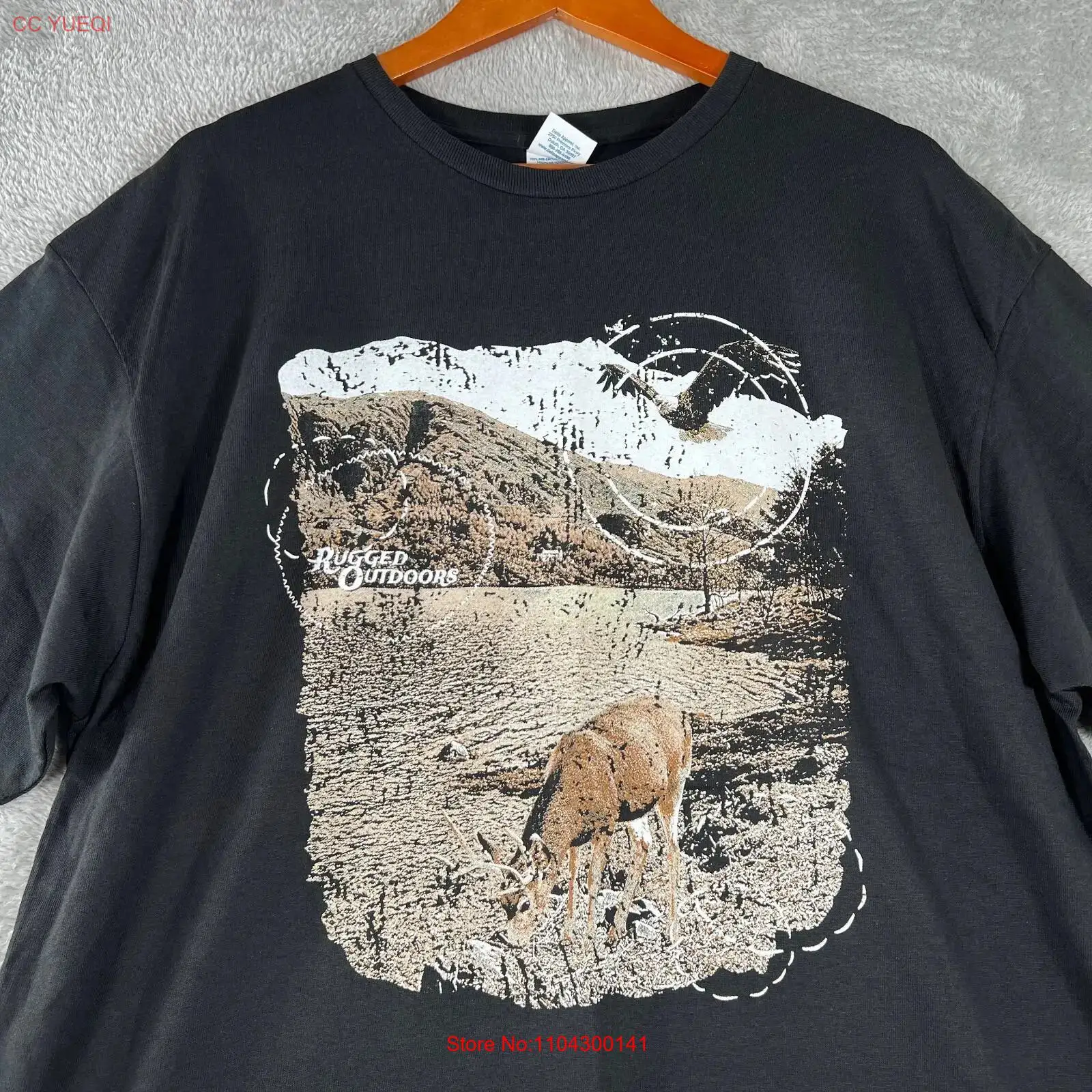 Hunting Outdoor Rug - 頑丈なアウトドア自然Tシャツ メンズ 2XL ブラック マウンテン ワイルドネス