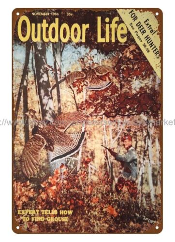 Hunting Quail - 1956 OUTDOOR LIFE ウズラ狩猟用メタルブリキ看板 ガレージメタルポスターソリューションサイン