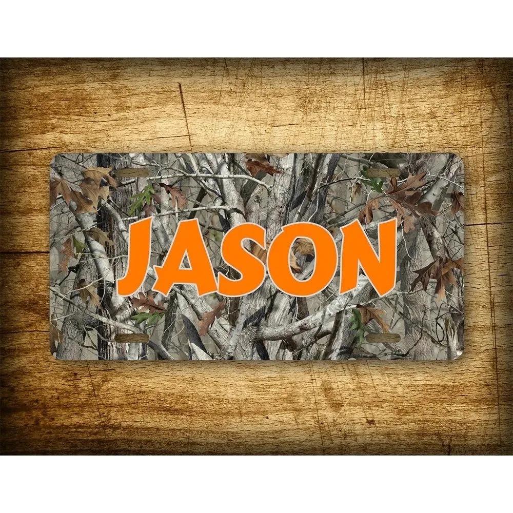 Outdoor Hunting Names - 1個入りパーソナライズされたカスタムネームフォレストカモフラージュメタル装飾プレート、アウトドアハンティングスタイルの壁飾り（装飾用のみ）