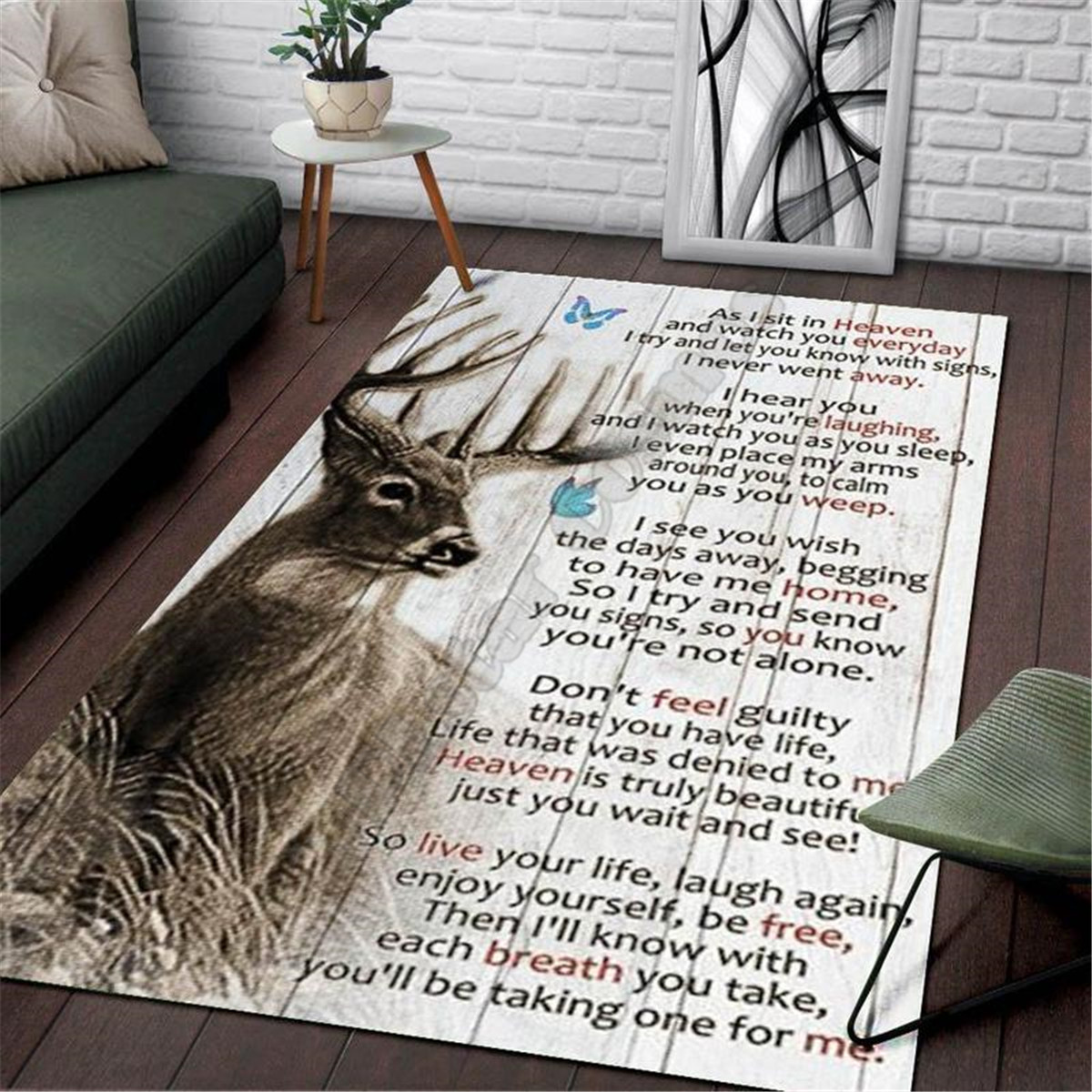 Hunting Outdoor Rug - 鹿狩りエリアラグ 3Dプリントラグ フロアマット ラグ 滑り止めマット ダイニングルーム