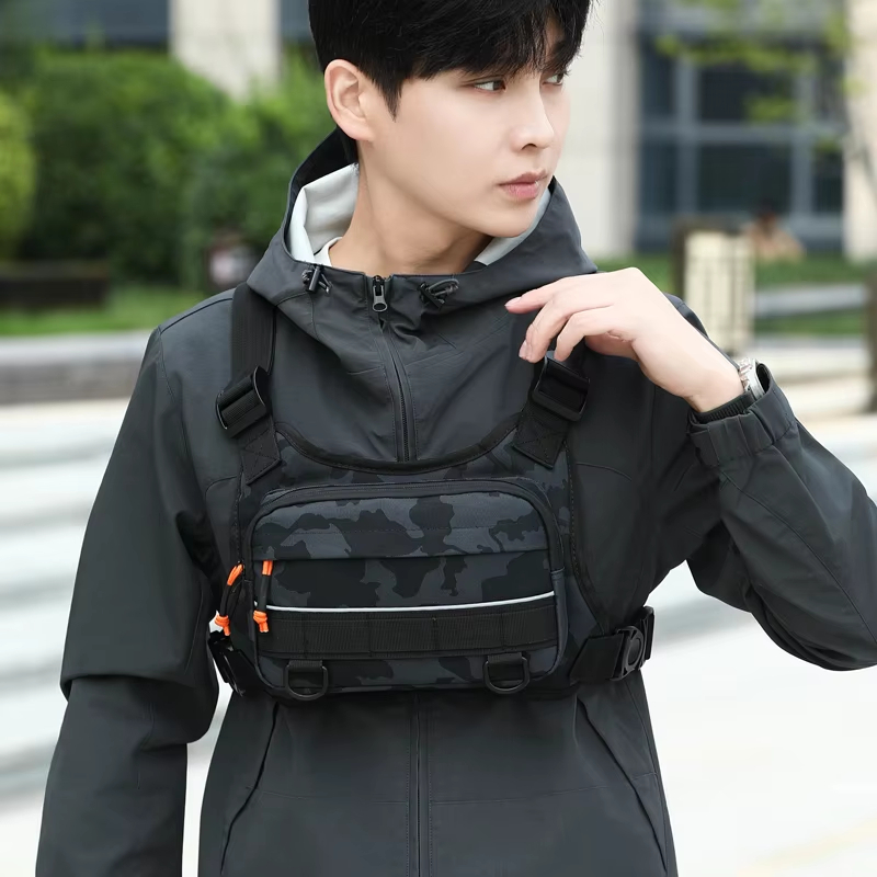 Outdoor Hunting Backpack - サイクリングフロントチェストベスト戦術バックパックキャンプ登山狩猟ショルダーバックパックアウトドアスポーツ反射フィッシングベストバッグ