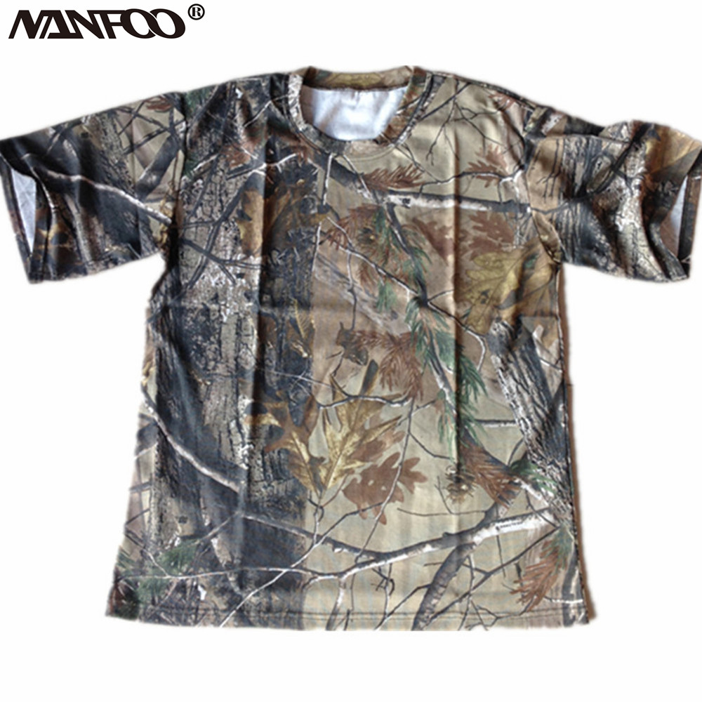 男性用の通気性のある半袖Tシャツ,ラウンドネックシャツ,カモ - Outdoor Hunting T Shirts のレビューと価格