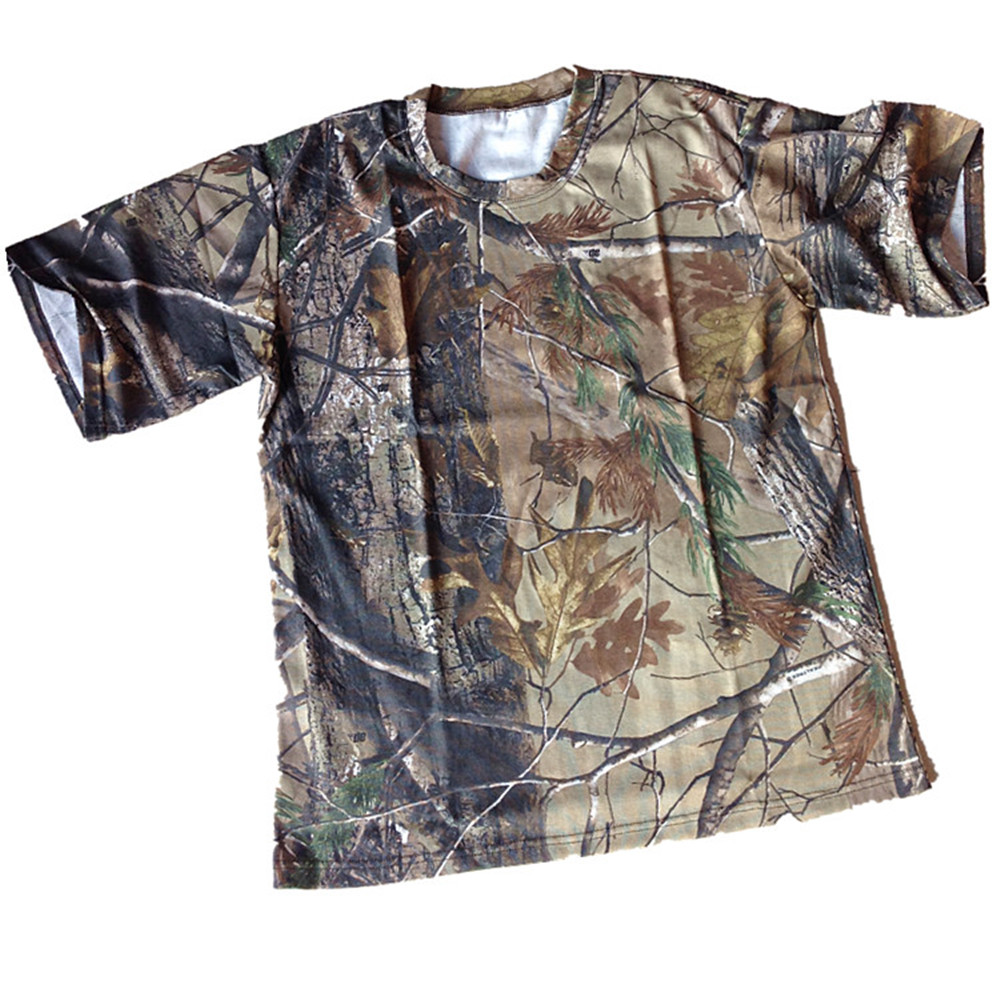 男性用の通気性のある半袖Tシャツ,ラウンドネックシャツ,カモ - Outdoor Hunting T Shirts のレビューと価格