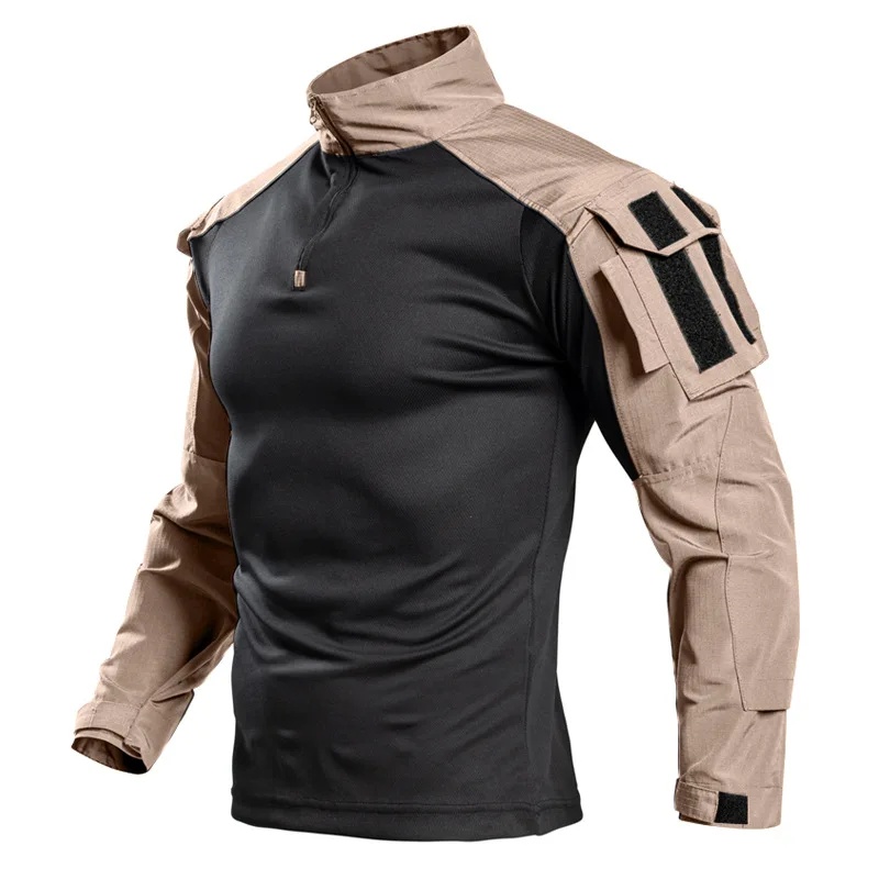 カエル柄迷彩柄夏用長袖スタンドカラーTシャツ、アウトドアハン - Outdoor Hunting T Shirts のレビューと価格