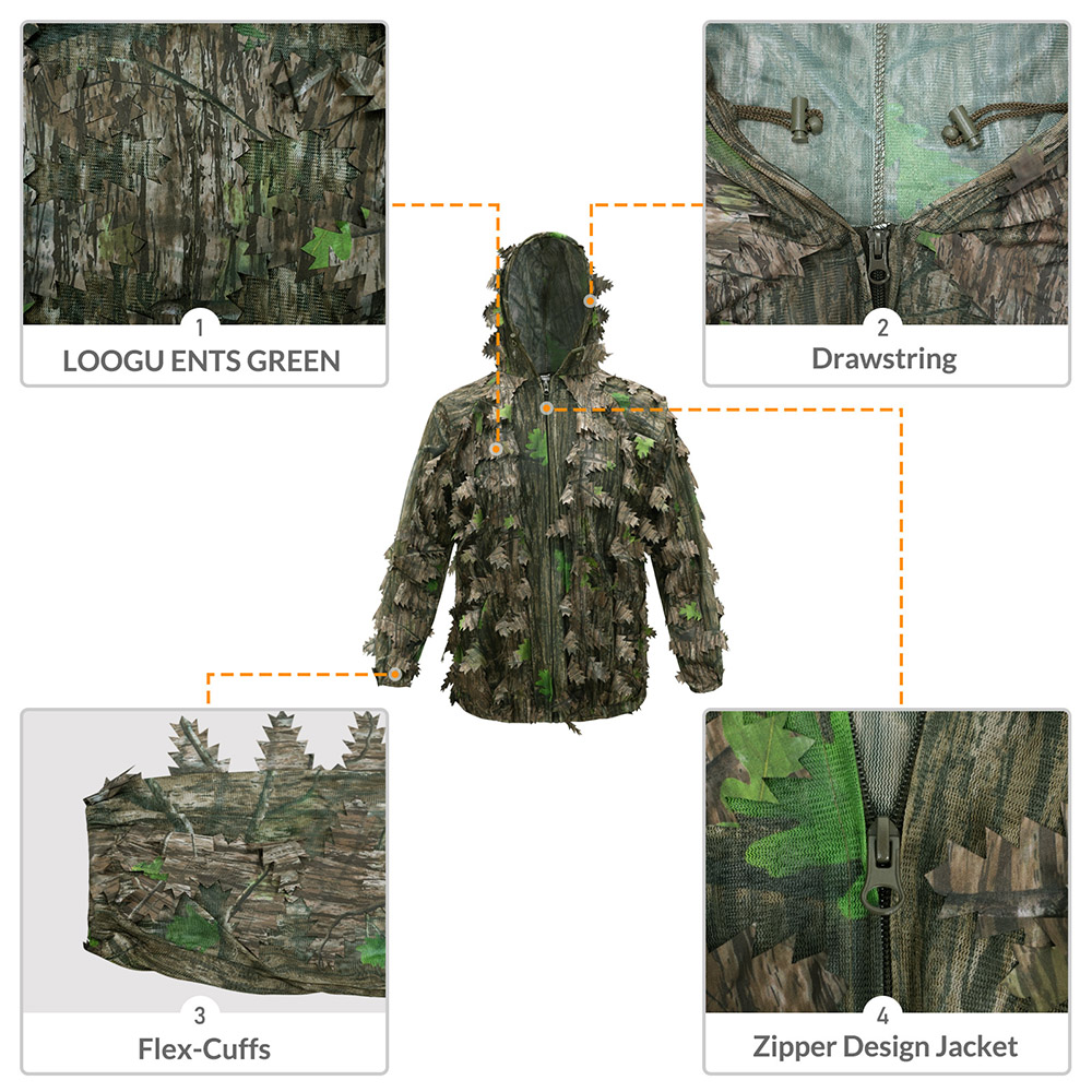 屋外狩猟大人の緑の葉/DeadLeaves 迷彩バイオニック - Ghillie Suit Woodland のレビューと価格