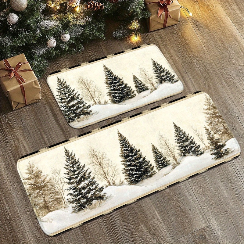 VIKAMA クリスマスカーペット 冬の雪景色 松の木 雪の - Hunting Outdoor Rug のレビューと価格