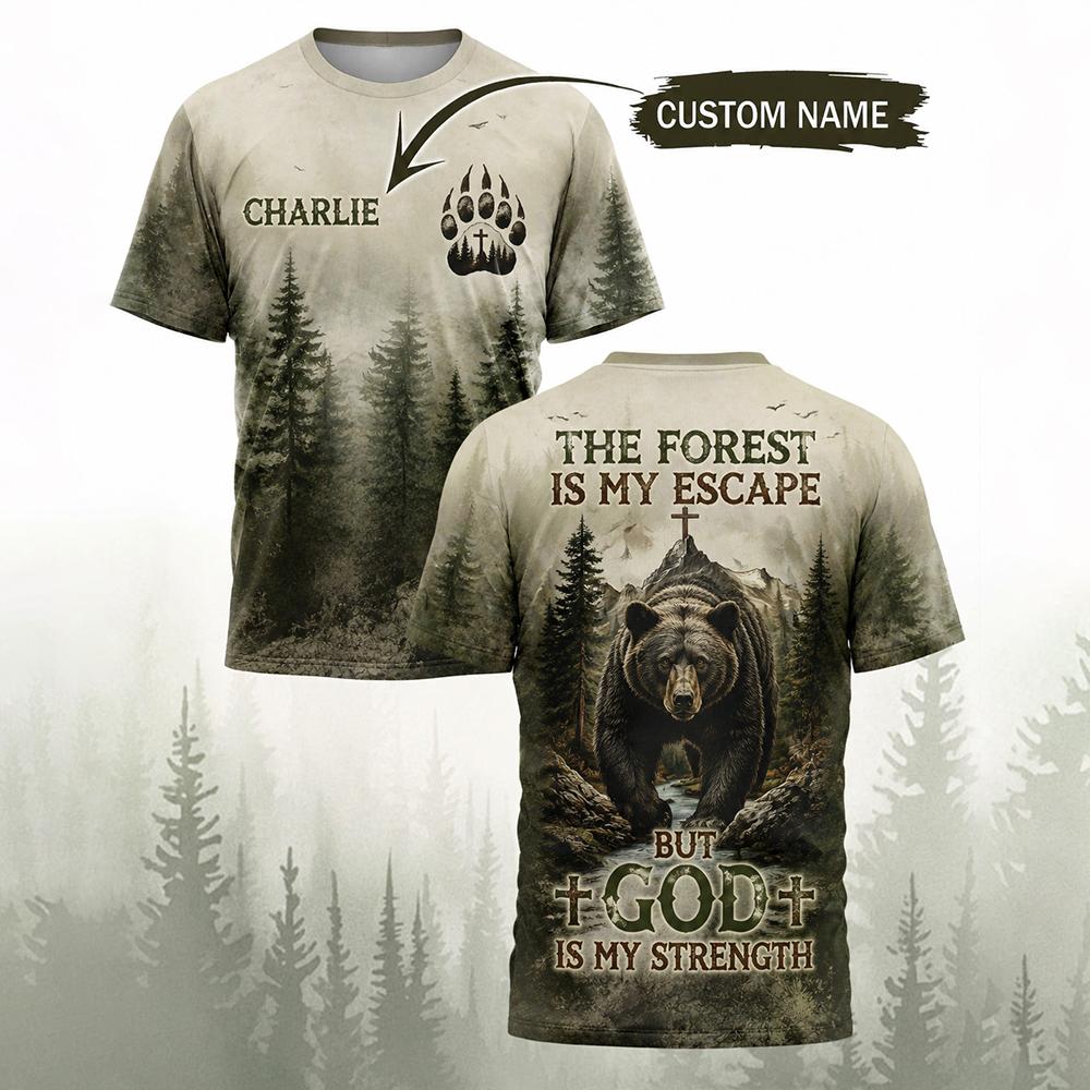 男性ヴィンテージ森林クマプリント Tシャツカスタム名ファッシ - Outdoor Hunting Names のレビューと価格