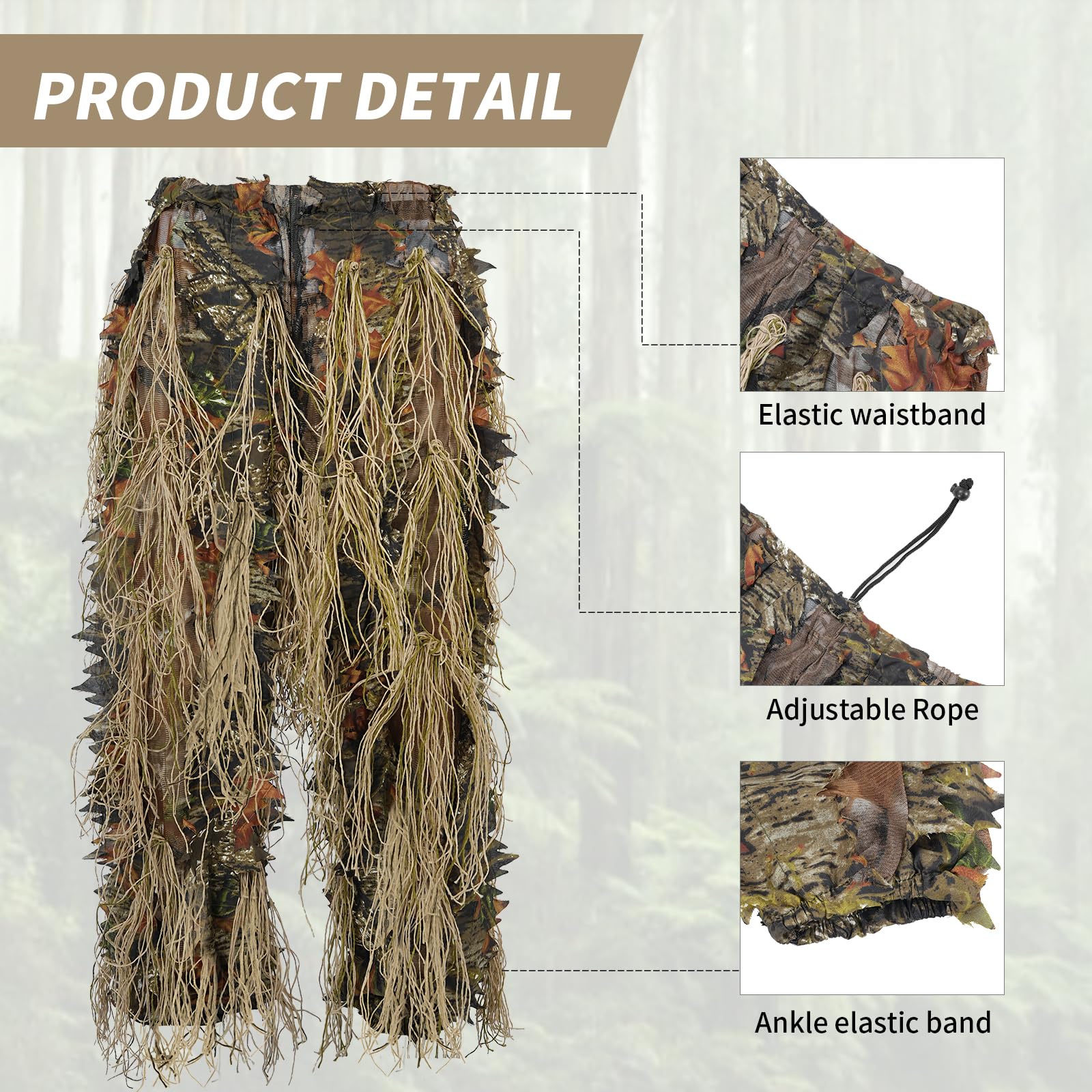 JOAXOR ギリースーツギリ狩猟スーツパンツ 3D リーフ - Ghillie Suit Woodland のレビューと価格