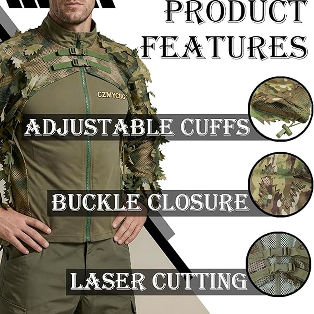 ケープスタイルギリースーツ迷彩リーフジャケットウッドランドカ - Ghillie Suit Woodland のレビューと価格