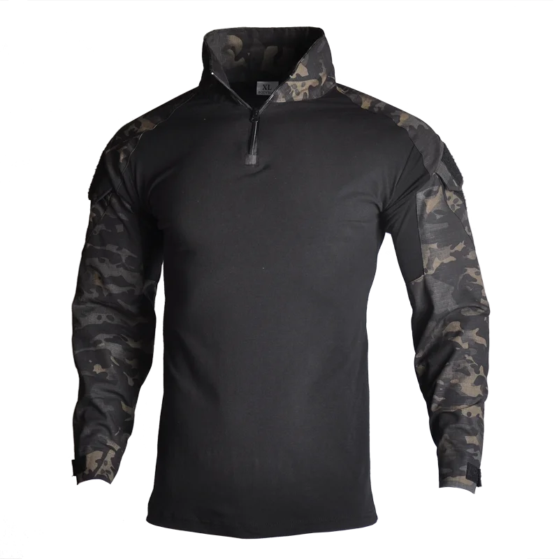 屋外戦術ハイキング Tシャツ男性戦闘軍事陸軍 CP 迷彩長袖 - Outdoor Hunting T Shirts のレビューと価格