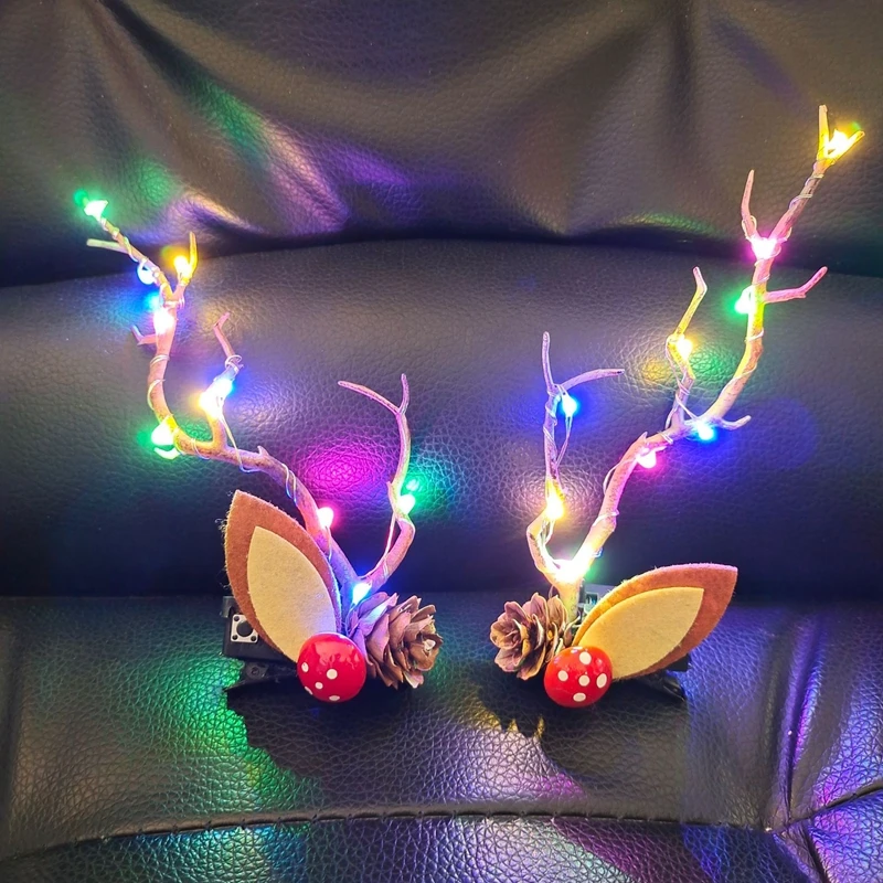 LED クリスマス枝角帽子女性女の子のための光るヘラジカの角 - Elk Bugle Call のレビューと価格