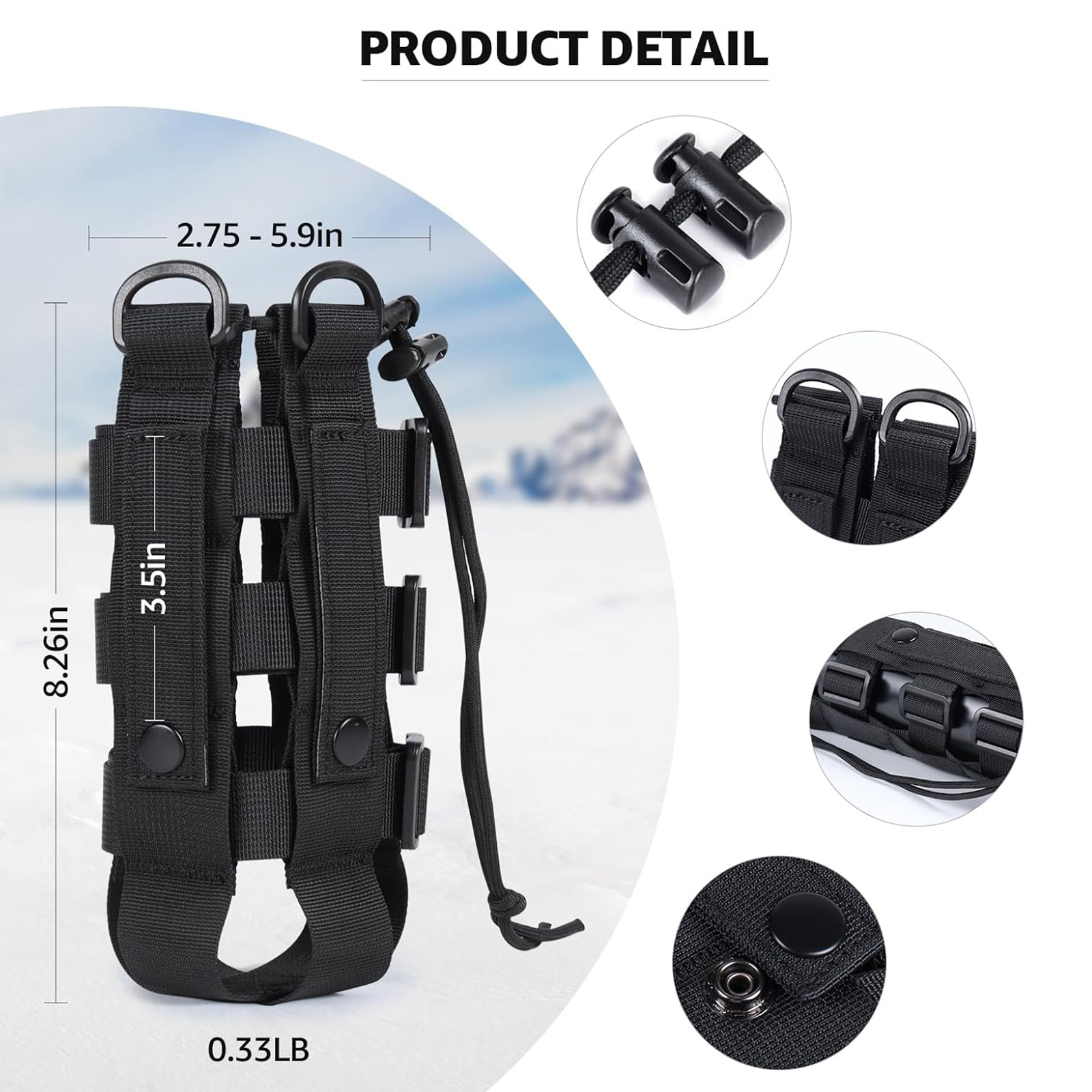 モールウォーターボトルホルダーポーチ、調節可能なベルトキャリ - Outdoor Hunting Backpack のレビューと価格