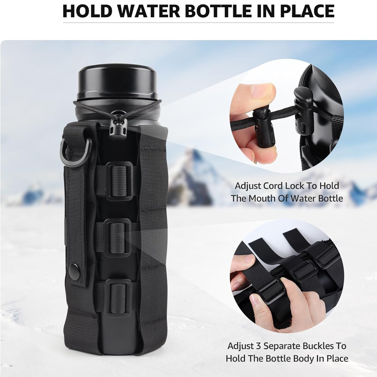 モールウォーターボトルホルダーポーチ、調節可能なベルトキャリ - Outdoor Hunting Backpack のレビューと価格