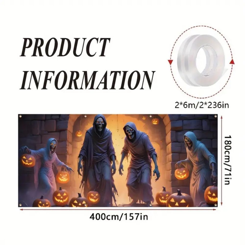 VIKAMA ハロウィンガレージバナー 180x400cm  - Hunting Outdoor Background のレビューと価格