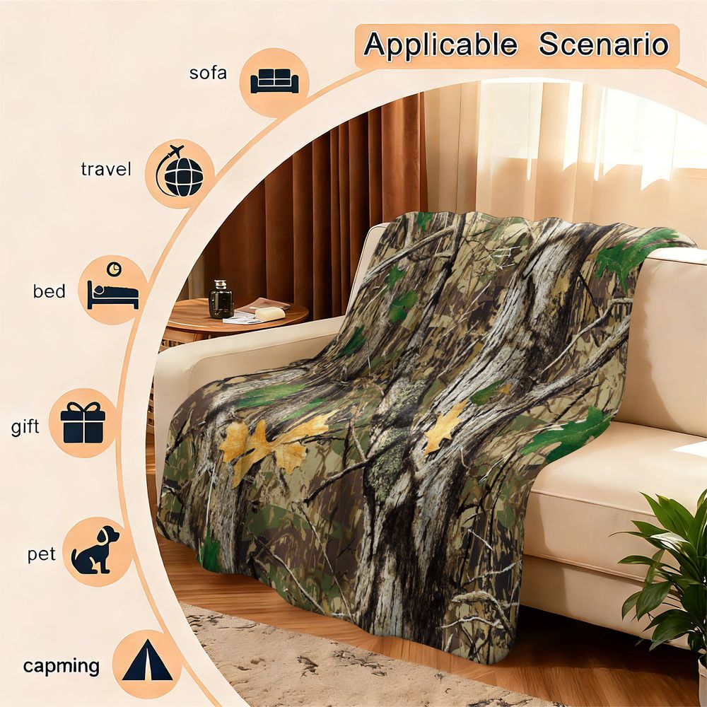 森林迷彩フランネルブランケット ソフトスローラグ 屋外狩猟キ - Hunting Outdoor Rug のレビューと価格