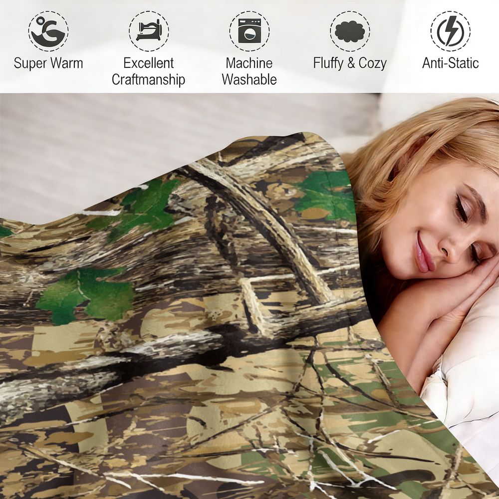 森林迷彩フランネルブランケット ソフトスローラグ 屋外狩猟キ - Hunting Outdoor Rug のレビューと価格