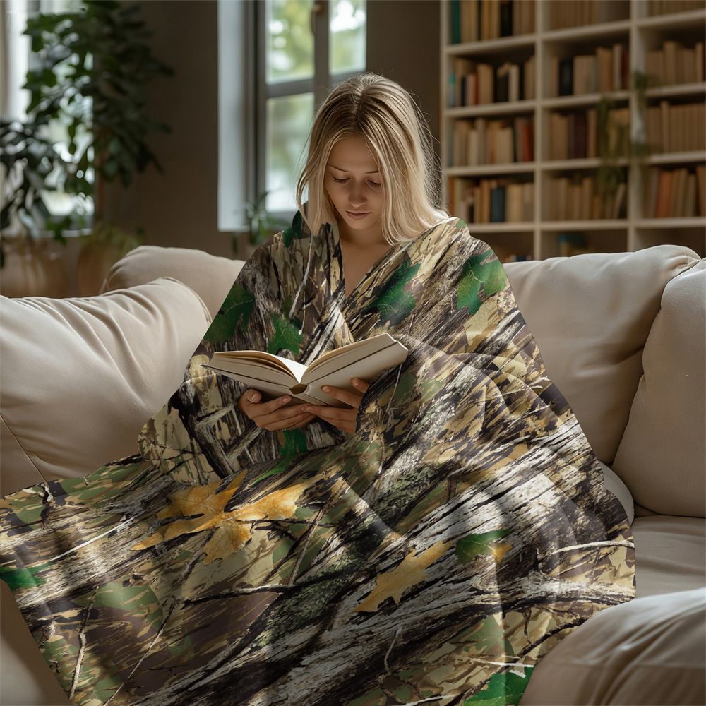 森林迷彩フランネルブランケット ソフトスローラグ 屋外狩猟キ - Hunting Outdoor Rug のレビューと価格